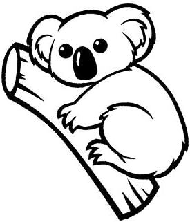 דוב קואלה על ענף מדבקות ויניל מדבקות מכוניות טנדרים קירות מחשב נייד | שחור | 5.5 x 4.5 פנימה | nok810